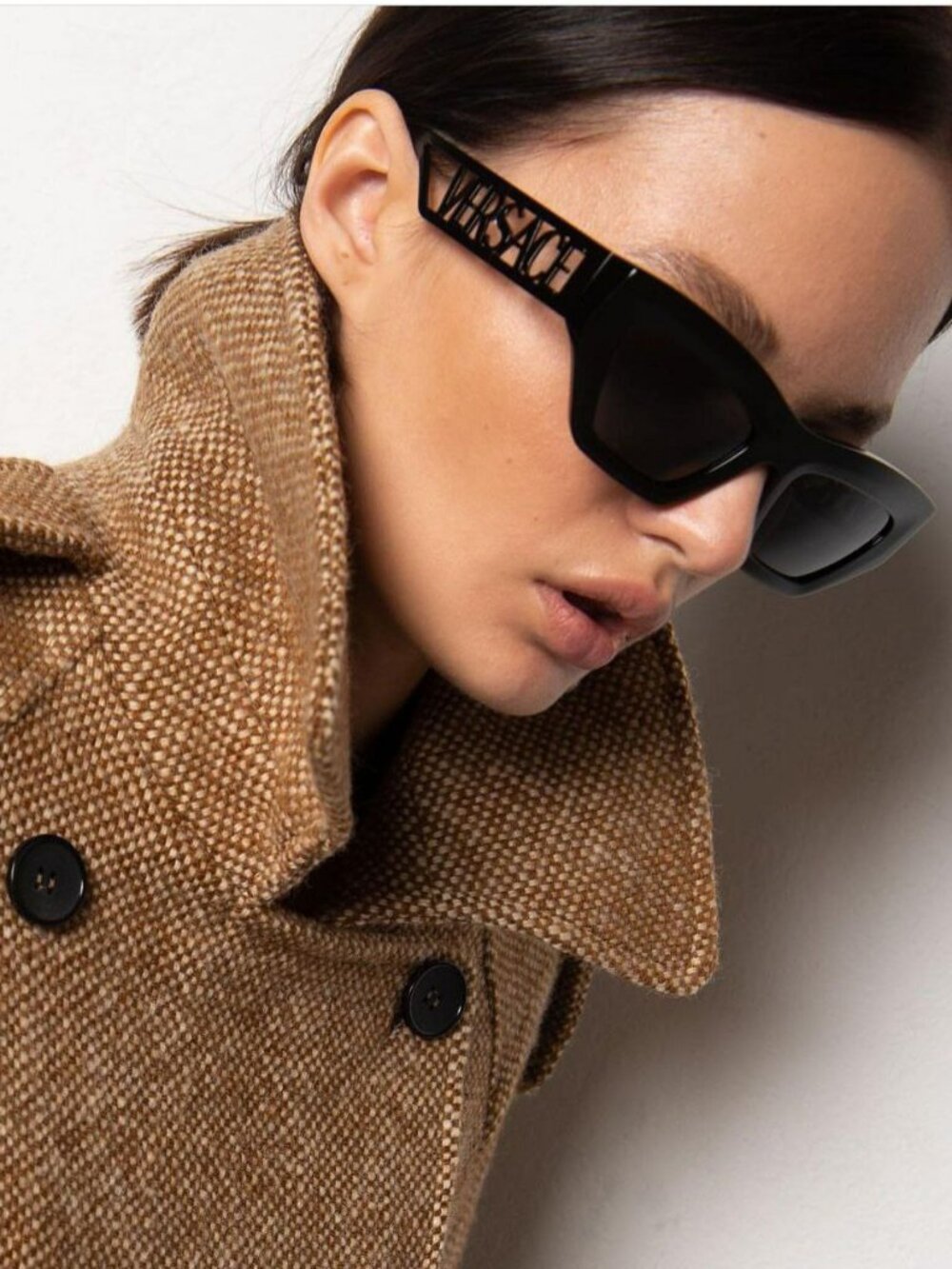 VERSACE VE4432U 523287 BLACK DARK GREY CAT-EYE WOMEN SUNGLASSES